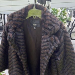 Faux fur brown and black coat medium